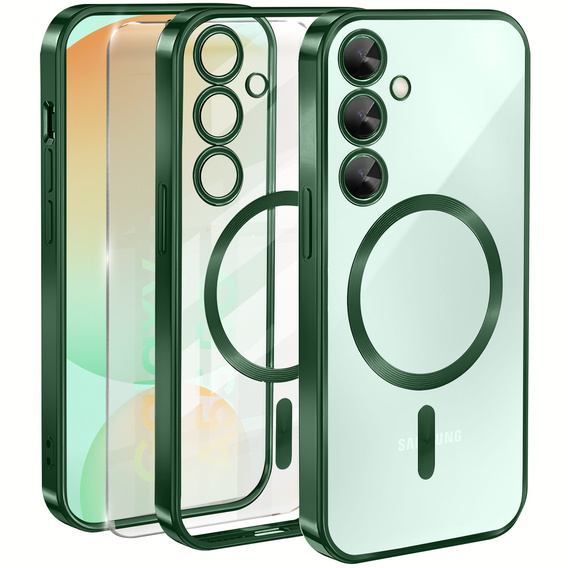 Чохол для Samsung Galaxy S24 FE, Electro MagSafe, зелений + Скло на екран