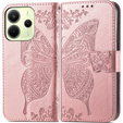 Откидной чехол для Xiaomi Redmi Note 14 4G, Butterfly, розовый rose gold