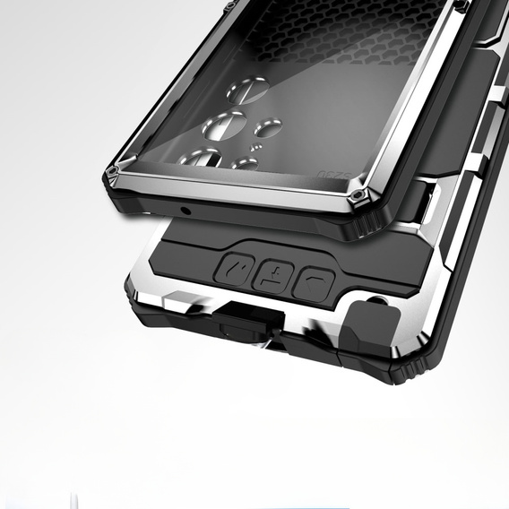 Чехол для Samsung Galaxy S22 Ultra, R-JUST, бронированный, серебристый