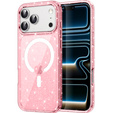 Чехол для iPhone 17 Pro Max, для MagSafe, глиттер - полупрозрачный розовый