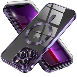 Чехол для iPhone 13 Pro, Electro MagSafe, фиолетовый + стекло для экрана