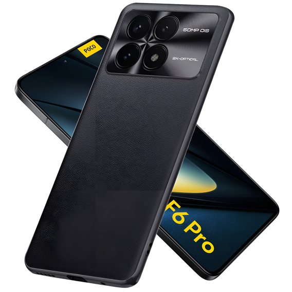 Шкіряний чохол для Xiaomi Poco F6 Pro, leather hybrid, чорний