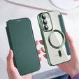 Откидной чехол для Samsung Galaxy S23, Wallet, MagSafe, зелёный