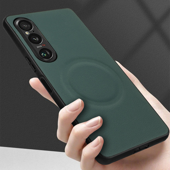 Чoхол до Sony Xperia 1 VI, Leather Hybrid MagSafe, зелений