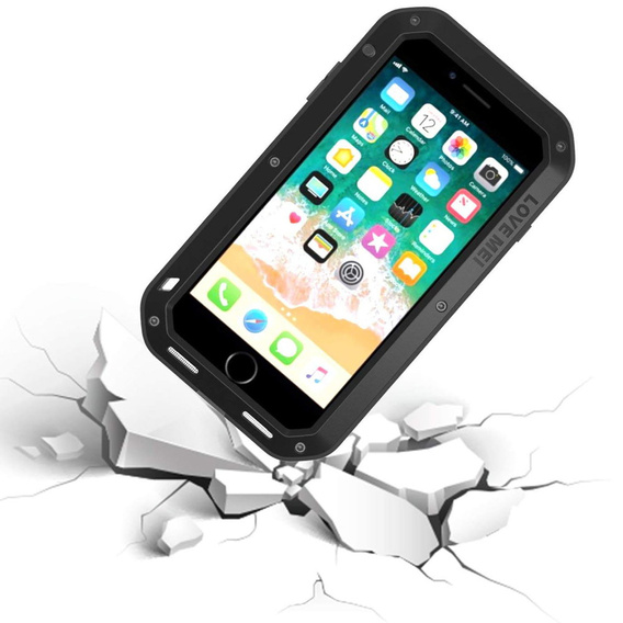 Чoхол Love Mei до iPhone 8 Plus / 7 Plus, armored with glass, чорний