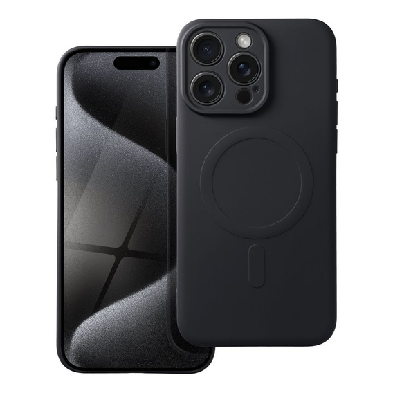 ERBORD Чехол Silicone Mag Cover для iPhone 15 Pro Max, чёрный