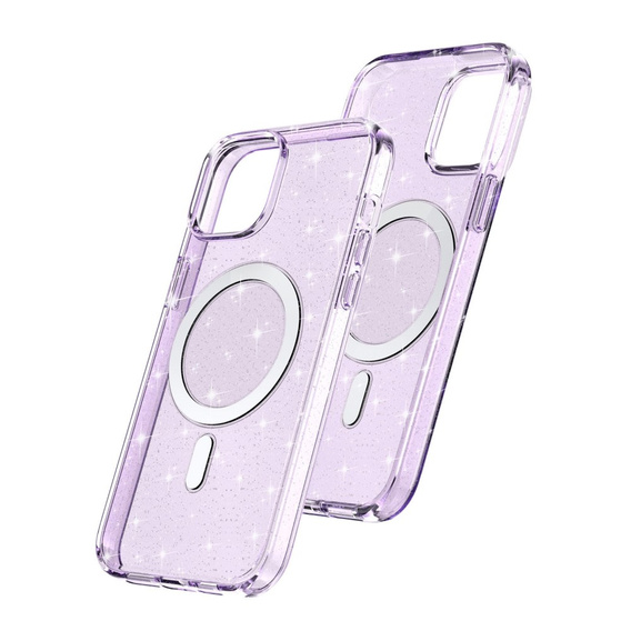 Чoхол до iPhone 14, Dropproof MagSafe Glitter, фіолетовий