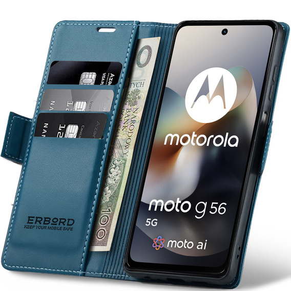 ERBORD Глянцевий гаманець Litchi з клапаном для Motorola Moto G56 5G