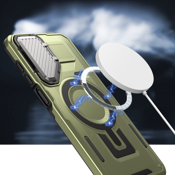 Чехол для Samsung Galaxy A16, Military MagSafe with camera protection, зелёный