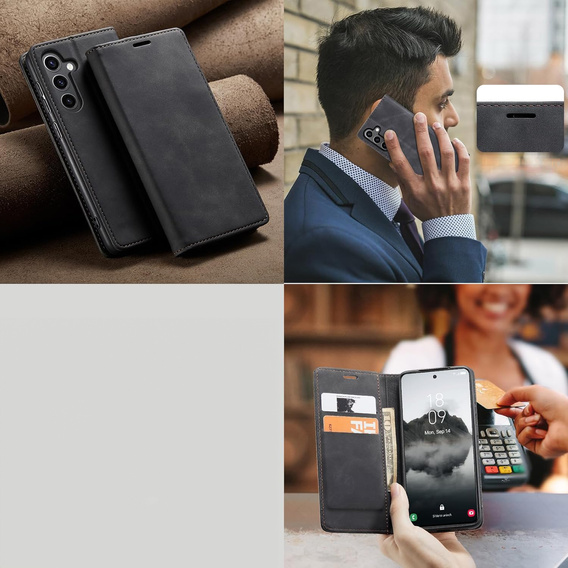 Чехол для Samsung Galaxy A16, ERBORD Vintage, бумажник с клапаном, чёрный