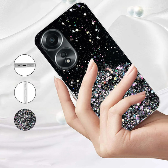 Чехол до Oppo A78 5G, Glittery, чёрный