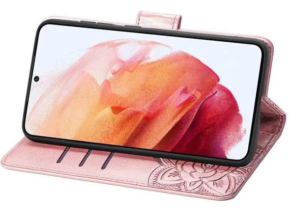Чохол-книжка для Motorola Moto E14, Butterfly, рожевий rose gold
