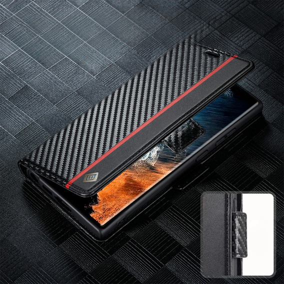 Чохол-книжка для Samsung Galaxy S23 Ultra, Carbon LC.IMEEKE, чорний