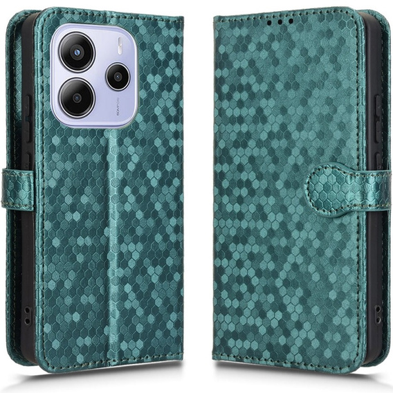 Флип-кейс для Xiaomi Redmi Note 14 4G, Wallet Rhombus, зелёный