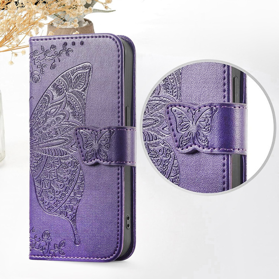 Откидной чехол для Xiaomi Redmi 15C 4G/LTE, Butterfly, фиолетовый