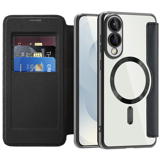 Откидной чехол для Samsung Galaxy S25 Edge, RFID Wallet MagSafe CamShield, чёрный