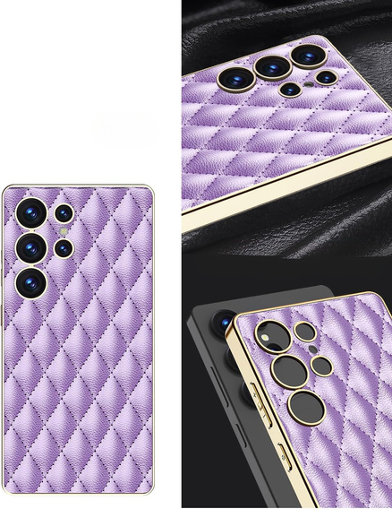 Чехол для Samsung Galaxy S25 Ultra, Leather Rhombus, фиолетовый