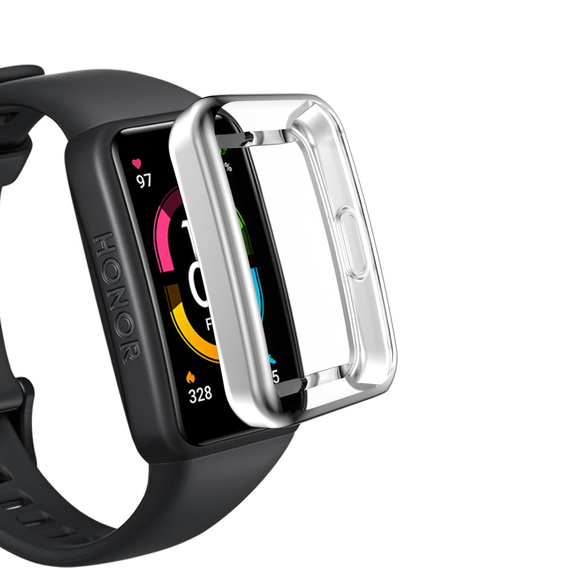 Чохол 2в1 із захистом екрану дял годинника  Huawei Band 6/7, Silver