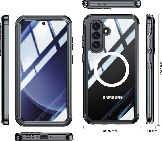 Чохол для Samsung Galaxy A36 / Samsung Galaxy A56, Shockproof, зі склом, для MagSafe, чорний