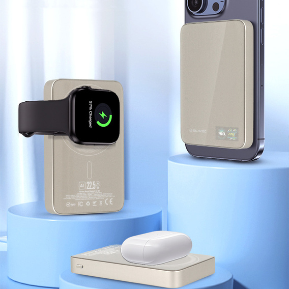 Power Bank 10000mAh Slim 22.5W MagSafe 3-в-1 для iPhone 12-17, AirPods, Apple Watch и смартфонов с индуктивной зарядкой