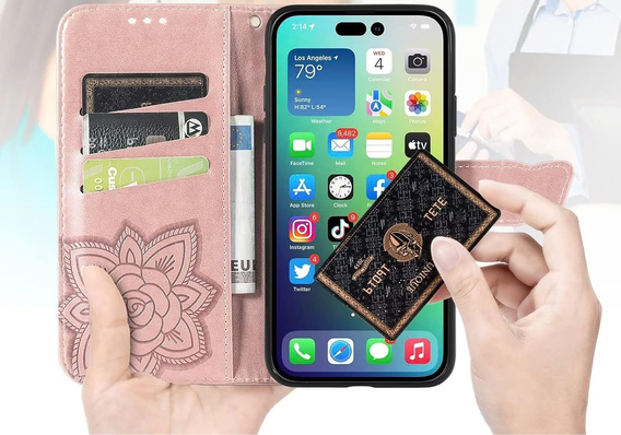 Чохол-книжка для Realme 11 Pro / 11 Pro +, Butterfly, рожевий rose gold
