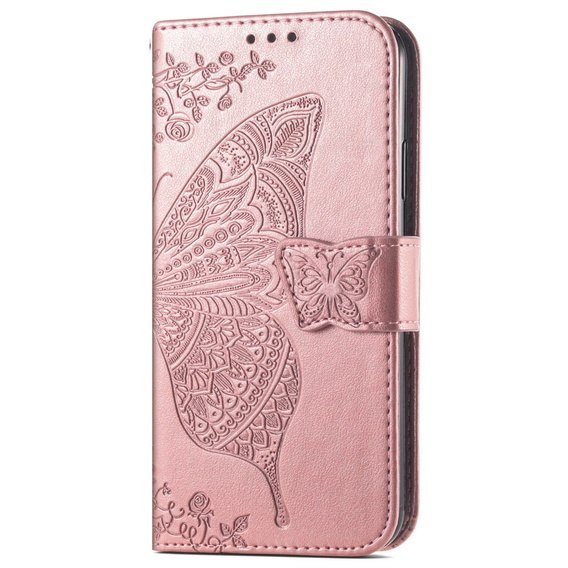 Откидной чехол для Motorola Edge 50 Ultra, Butterfly, розовый rose gold