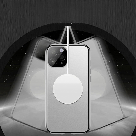 Магнітний чохол Dual Glass MagSafe для iPhone 14 Pro Max, сріблястий