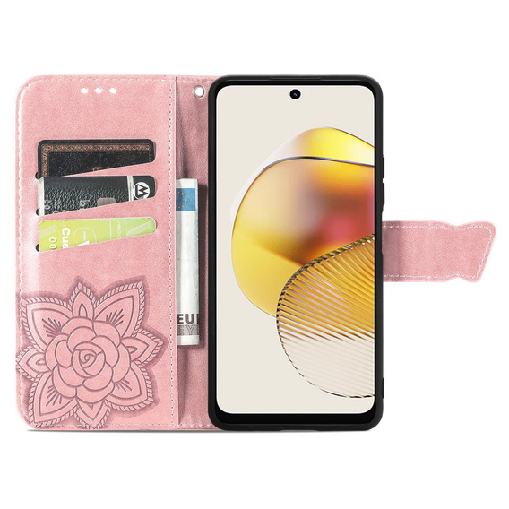 Чохол-книжка для Motorola Moto G73 5G, Butterfly, рожевий rose gold