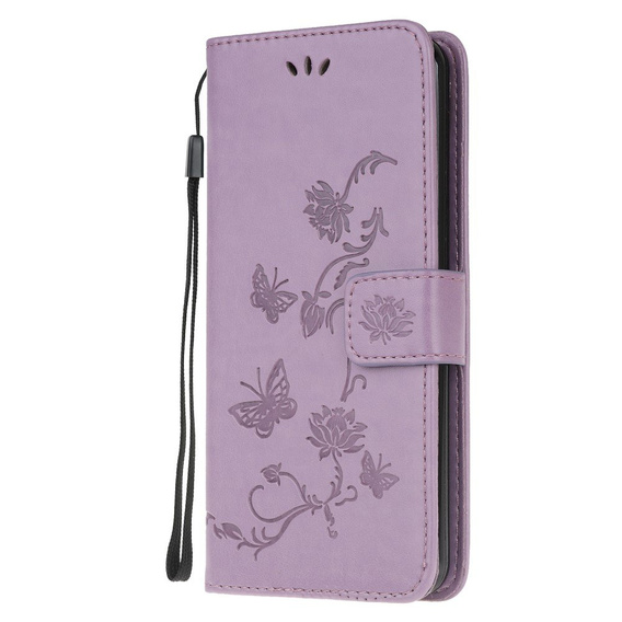 Откидной чехол для Huawei P40 Lite, Butterfly Flower, фиолетовый