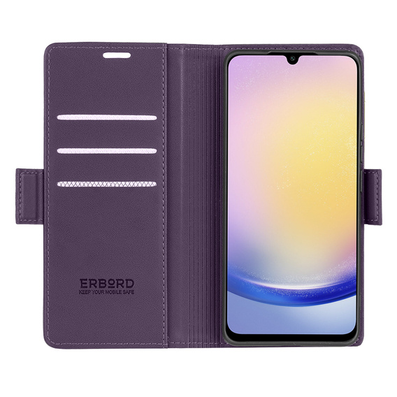 Чохол для Samsung Galaxy A25 5G, ERBORD Glossy Litchi, гаманець з клапаном, фіолетовий
