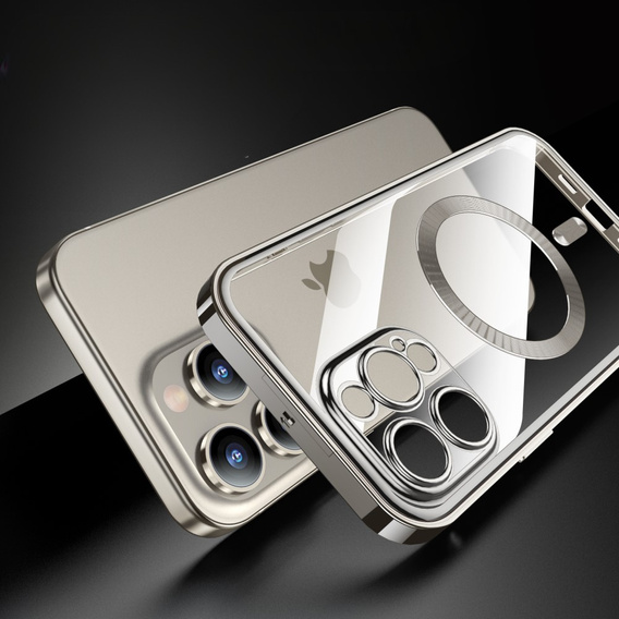 Чохол для iPhone 15 Pro, Privacy Dual Glass, для MagSafe, сріблястий