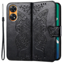 Чохол-книжка для Oppo Reno8 T, Butterfly, чорний