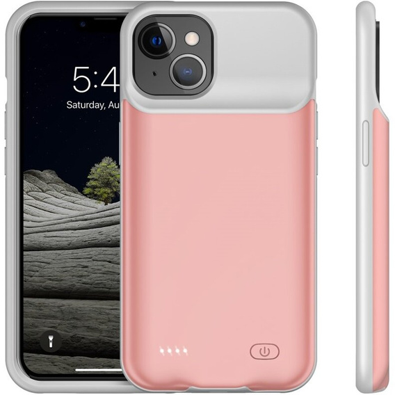 Чехол с батареей 6500mAh до iPhone 13, розовый