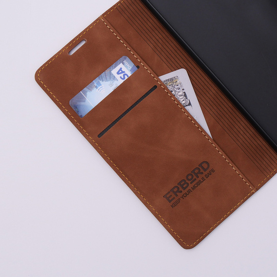 Чохол для Xiaomi Redmi 12C, ERBORD Vintage, гаманець з клапаном, коричневий