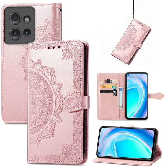 Чохол-книжка для Motorola Edge 50 Neo / Motorola ThinkPhone 25, Mandala, рожевий rose gold