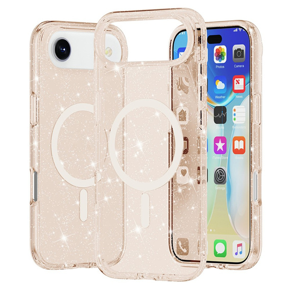 Чехол для iPhone Air, для MagSafe, глиттер, полупрозрачное золото