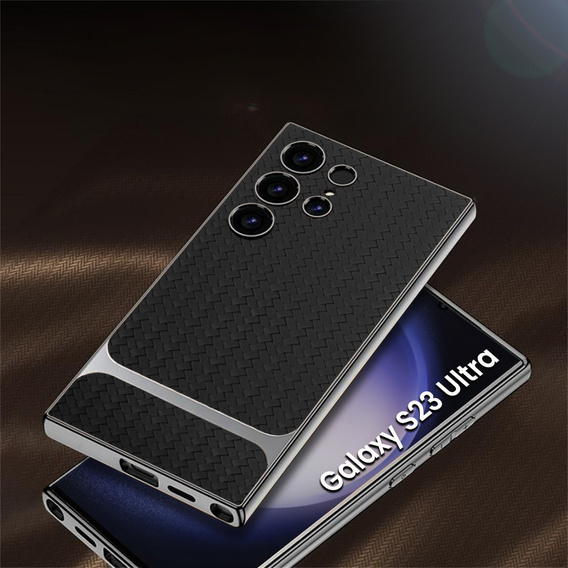 Чехол до Samsung Galaxy S23 Ultra, GKK Woven Leather, чёрный