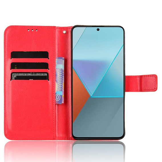 Футляр з клапаном для Xiaomi Redmi Note 13 Pro 5G, Crazy Horse Wallet, червоний