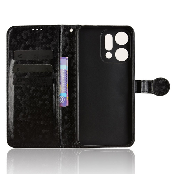 Чехол с откидной крышкой для Oppo Reno 14, Wallet Rhombus, черный