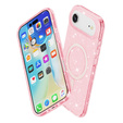 Чохол для iPhone Air, для MagSafe, блискітки, напівпрозорий рожевий