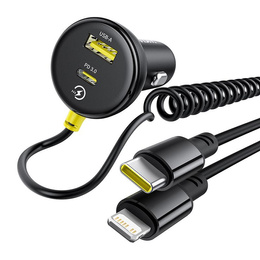 Baseus Автомобильное зарядное устройство 2-Port USB i USB Type-C PD40W/QC3.0 - Grey