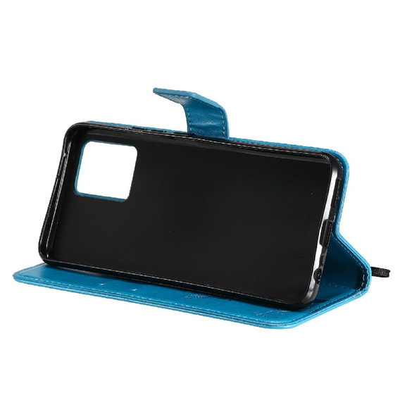 Чoхол Wallet до Realme 8 / 8 Pro, Tree and Cat, Blue