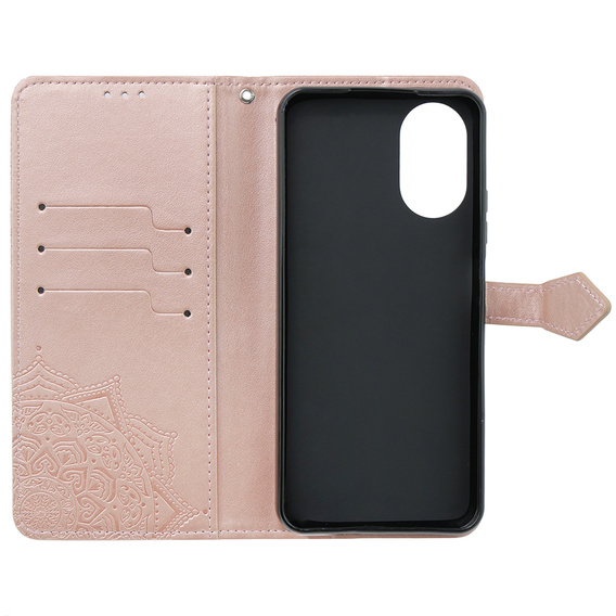 Откидной чехол для Oppo A38 4G / Oppo A18 4G, Mandala, розовый rose gold