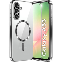 Чехол для Samsung Galaxy A56 5G, Electro MagSafe, серебряный + стекло для экрана