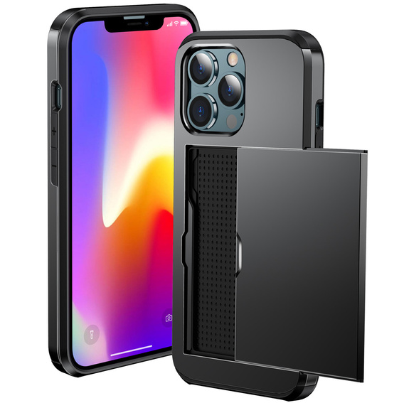 Чoхол до iPhone 12 Pro Max, Sliding Card Holder, чорний