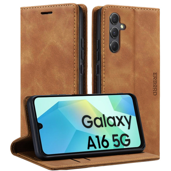 Чохол для Samsung Galaxy A16, ERBORD Vintage, гаманець з клапаном, коричневий
