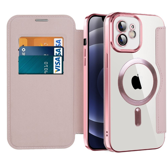 Откидной чехол для iPhone 12, RFID Wallet MagSafe CamShield, розовый
