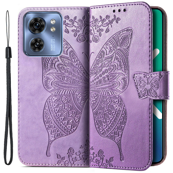 Чохол-книжка для Motorola Edge 40, Butterfly, фіолетовий