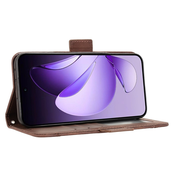 Откидной чехол для Oppo Reno 13, Card Slot, коричневый