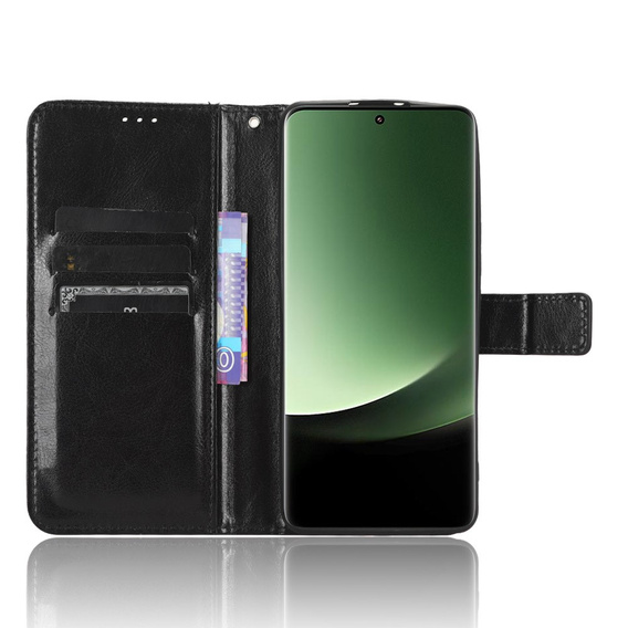 Откидной чехол для Xiaomi 13 Ultra, Crazy Horse Wallet, чёрный